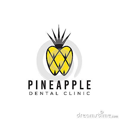 Pineapple dental clinic, fun fruit with tooth shape vector Vector Illustration