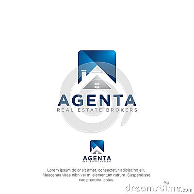 Agenta real estate brokers logo, geometry building and negative space home vector Vector Illustration