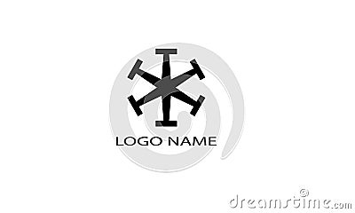 Logo abstract circle black and white Stock Photo