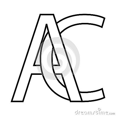 Logo ac icon sign two interlaced letters A C vector logo ac first capital letters pattern alphabet a c Vector Illustration