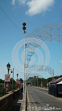 Logo on advertising of the 69th PORCHETTA festival on the Ariccia bridge Editorial Stock Photo