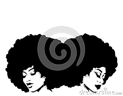 Logo african woman natural afro hair Stock Photo