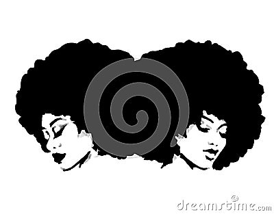 Logo african woman natural afro hair Stock Photo
