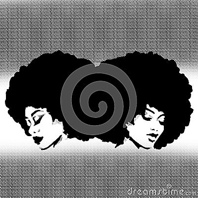 Logo african woman natural afro hair Stock Photo