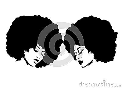 Logo african woman natural afro hair calling and drinking coffee Stock Photo