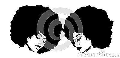 Logo african woman natural afro hair Stock Photo