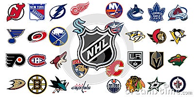 Logo of all national hockey league teams. Nhl team Vector Illustration