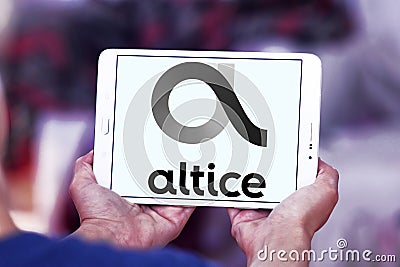 Altice telecoms company logo Editorial Stock Photo