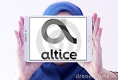 Altice telecoms company logo Editorial Stock Photo