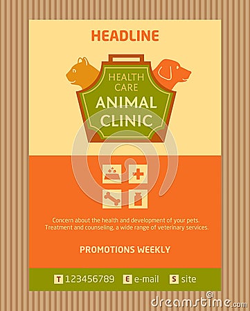 Logo for animal clinic. Brochure, Flyer design Vector Illustration