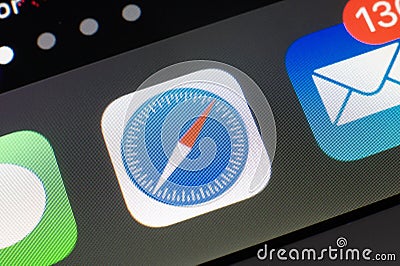 Logo of Apple Safari web browser on iPhone smartphone Editorial Stock Photo