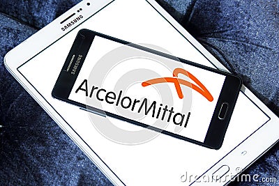 ArcelorMittal steel manufacturing company logo Editorial Stock Photo