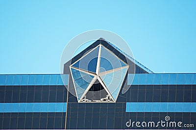 Logo Atop The Chrysler World Headquarters,Auburn Hills, Michigan, October 26, 2017 Editorial Stock Photo