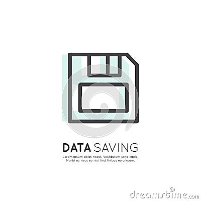 Logo of Backup Saving, Archive creating, Floppy Disk Web and Mobile Object Stock Photo