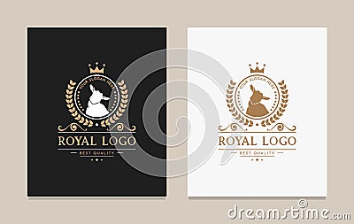 Logo and Badge Vector Illustration Farm Goat with Crown Vector Illustration
