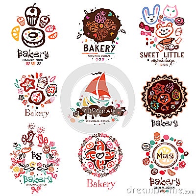 Logo of the bakery, symbols. Illustration of a confectionery Vector Illustration