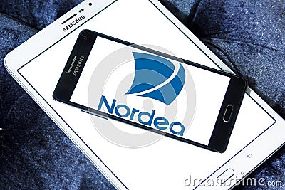 Nordea financial services company logo Editorial Stock Photo