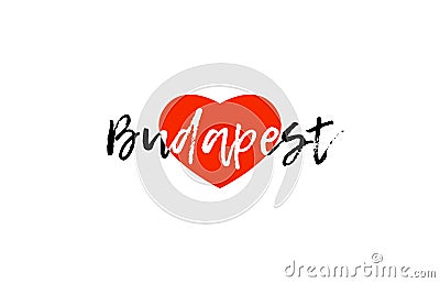 European capital city budapest love heart text logo design Vector Illustration