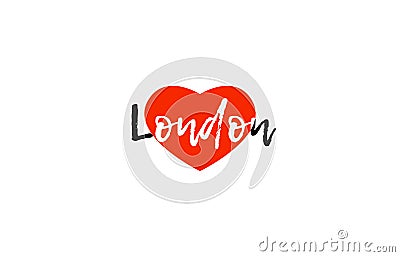 European capital city london uk love heart text logo design Vector Illustration