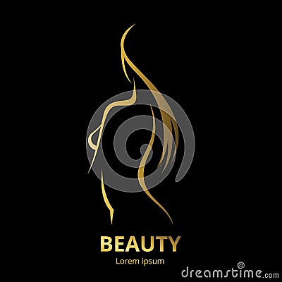 Logo for beauty salon stylized long haired woman Vector Illustration