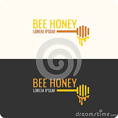 Logo bee honey. Vector Illustration