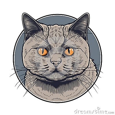 Logo British Shorthair Cat On Isolated Tansparent Background, Png. Generative AI Stock Photo