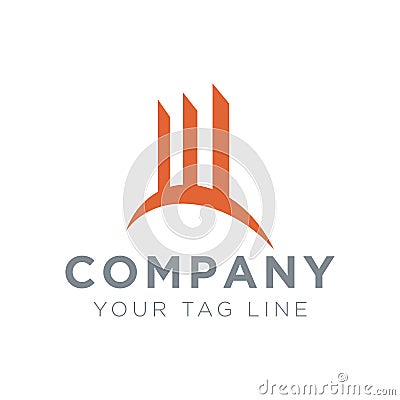 Logo with 3 buildings towering Vector Illustration