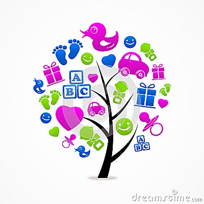 Logo business abstract tree baby icon Vector Illustration