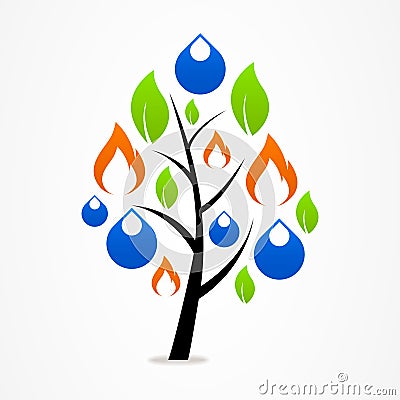 Logo business abstract tree drop fire leaf Vector Illustration