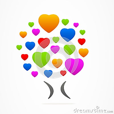 Logo business abstract tree heart icon love Vector Illustration