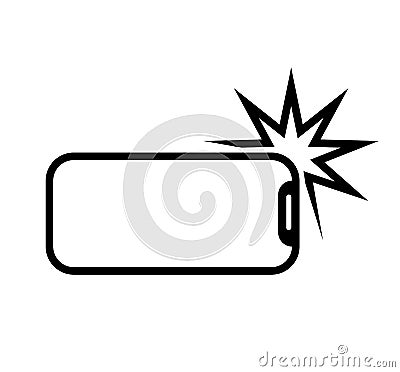 Logo camera with flash on a white background isolated. Vector Illustration