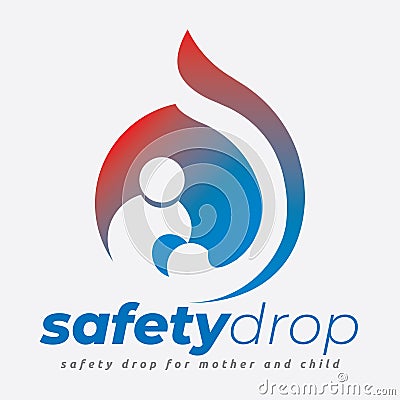 Mother and Child Care Safety Drop Logo Vector Illustration