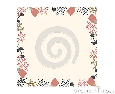 Pink flower frame Vector Illustration