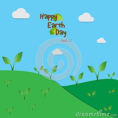 Happy earth day for healthy earth Vector Illustration