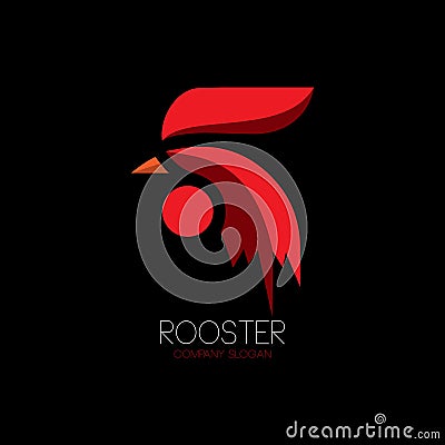 Abstract red rooster logo for farm chicken Vector Illustration