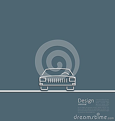 Logo of car, front side, in minimal flat composition in lines Vector Illustration