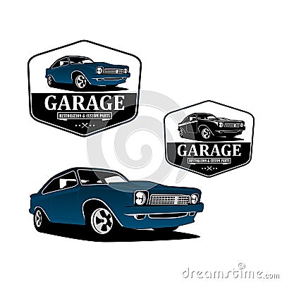 Restoration and garage classic car custom logo vector Vector Illustration