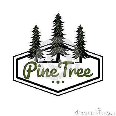 Logo Three Pine Tree Vector Illustration