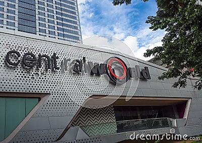 The logo of CentralWorld, is a shopping plaza and complex in Bangkok,Thailand. Editorial Stock Photo