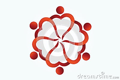 Logo charity volunteer helping people love heart icon Vector Illustration