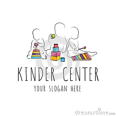 Logo for child care centerand kindergarten. child development and educational games . kids intellectual growth and Vector Illustration