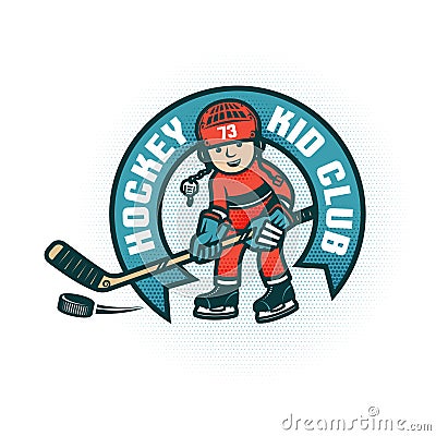 Logo of the children`s hockey club Vector Illustration