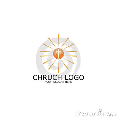 logo church.christian symbol,the bible and the cross of jesus christ- Cartoon Illustration