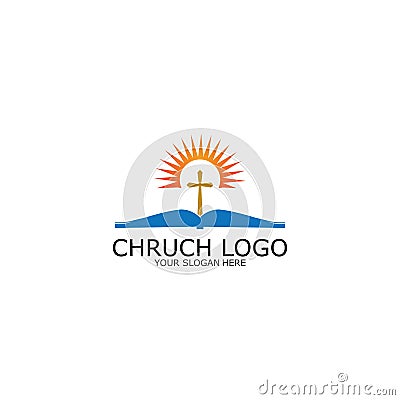 logo church.christian symbol,the bible and the cross of jesus christ-vector Vector Illustration