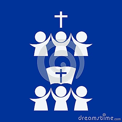 Logo of the church and ministry. Believers in the Lord Jesus Christ are united by faith. Vector Illustration