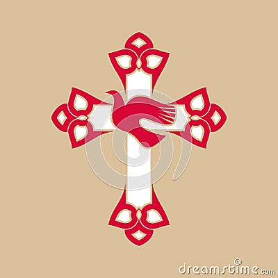 Logo of the church and ministry. The cross of Jesus Christ and the dove are a symbol of the Holy Spirit Vector Illustration