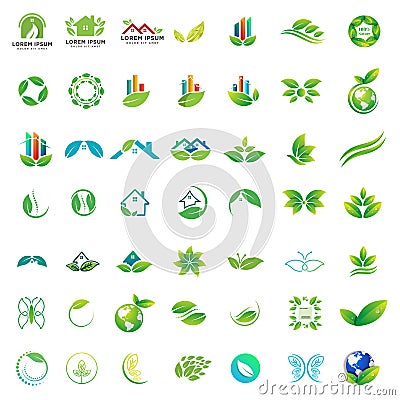 logo collection of green nature health care business Vector Illustration