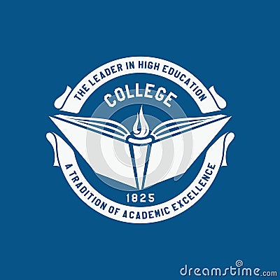 Logo college. Academy, university, school emblem Vector Illustration