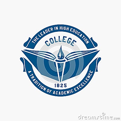 Logo college. Academy, university, school emblem Vector Illustration