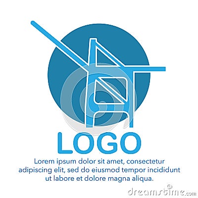 logo of container port gantry on quay Vector Illustration